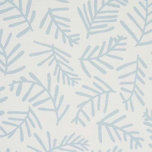 Tiah Cove Blue Leaf 179911 by Schumacher Designer Fabric Caroline Z Hurley 27.0" - Swanky Fabrics -