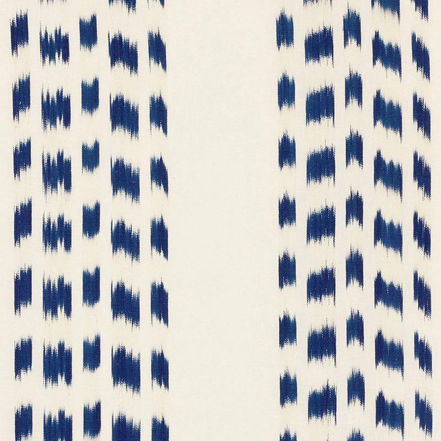 Izmir Ikat Stripe Indigo 69471 by Schumacher Designer Fabric Ikat Collection 13.5" - Swanky Fabrics -