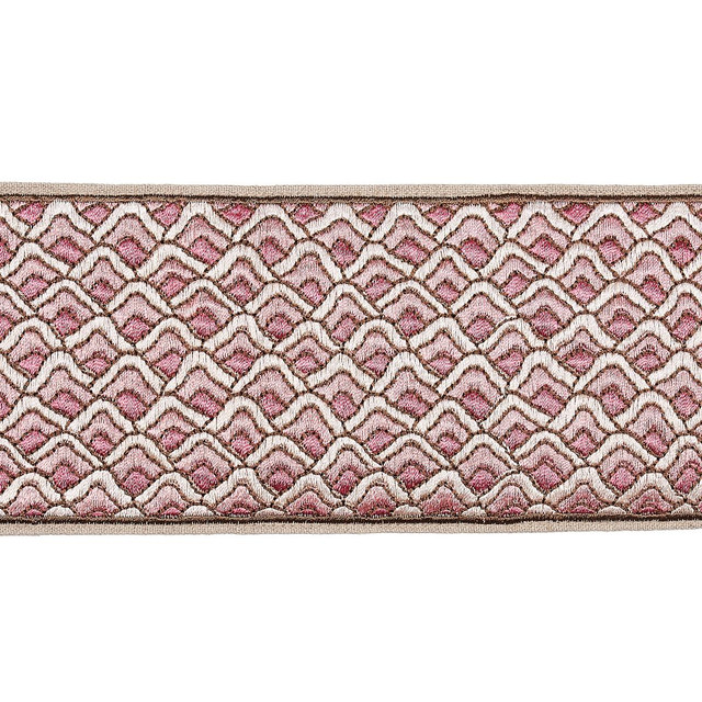 Sunrise Embroidery Tape Pink 80891 by Schumacher Designer Trim Orient Express 9.5" - Swanky Fabrics - Sunrise Embroidery Tape Pink 80891 by Schumacher Designer Trim Orient Express 9.5" - Swanky Fabrics -