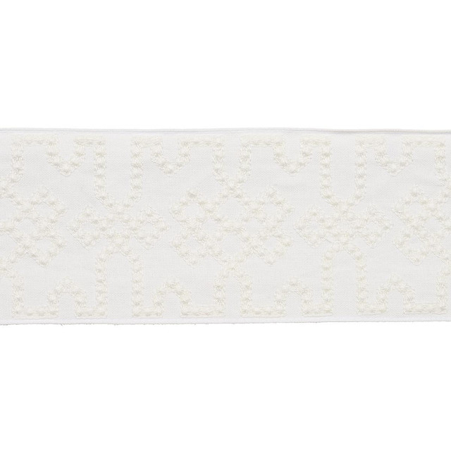 Knotted Trellis Tape White On White 80884 by Schumacher Designer Trim Orient Express - Swanky Fabrics - Knotted Trellis Tape White On White 80884 by Schumacher Designer Trim Orient Express - Swanky Fabrics -