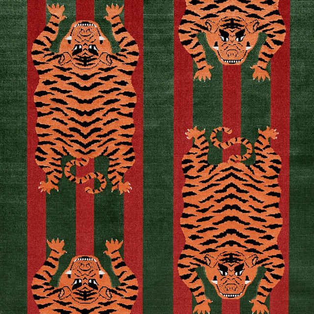 Jokhang Tiger Velvet Red & Green 77235 by Schumacher Designer Fabric Velvet & Velvet Trims 27.0" - Swanky Fabrics - Jokhang Tiger Velvet Red & Green 77235 by Schumacher Designer Fabric Velvet & Velvet Trims 27.0" - Swanky Fabrics -