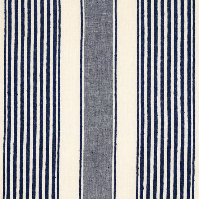 Summerville Linen Stripe Navy 66095 by Schumacher Designer Fabric Stripes Revisits 13.5" - Swanky Fabrics - Summerville Linen Stripe Navy 66095 by Schumacher Designer Fabric Stripes Revisits 13.5" - Swanky Fabrics -