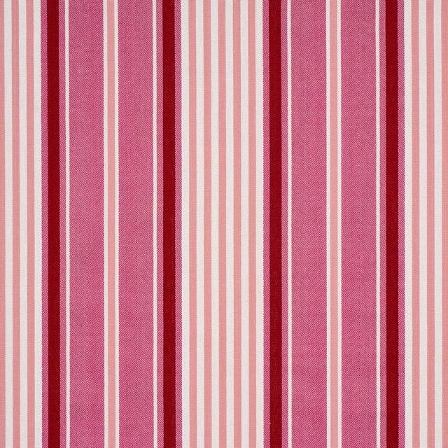 Minzer Cotton Stripe Pink 66016 by Schumacher Designer Fabric Stripes Revisits 13.5" - Swanky Fabrics -