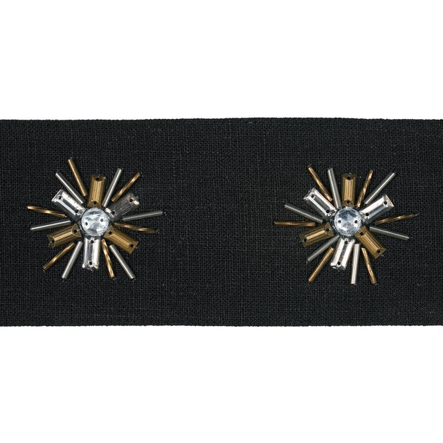 Constellation Beaded Tape Black 81191 by Schumacher Designer Trim Embroidered And Embellished Trims - Swanky Fabrics - Constellation Beaded Tape Black 81191 by Schumacher Designer Trim Embroidered And Embellished Trims - Swanky Fabrics -