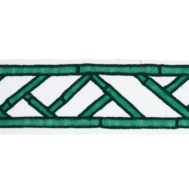 Bamboo Trellis Tape Green 81741 by Schumacher Designer Trim David Kaihoi 2.0" - Swanky Fabrics - Bamboo Trellis Tape Green 81741 by Schumacher Designer Trim David Kaihoi 2.0" - Swanky Fabrics -