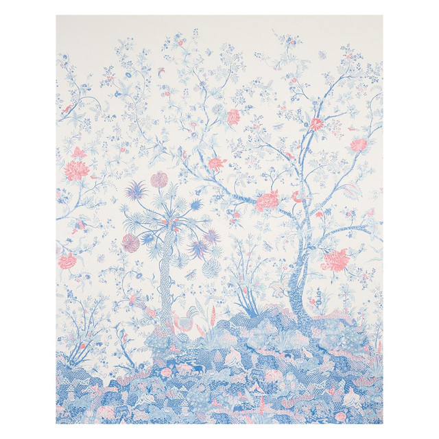 Amaltas Blue & Red 5012330 by Schumacher Designer Wallpaper East Meets West 108.0" - Swanky Fabrics -