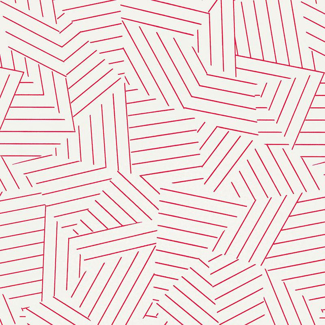 Deconstructed Stripe Red 5007971 by Schumacher Designer Wallpaper Miles Redd 13.5" - Swanky Fabrics -