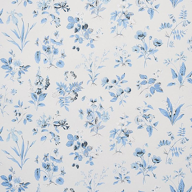 Floreana Blue 5010681 by Schumacher Designer Wallpaper Signature Schumacher 27.0" - Swanky Fabrics -
