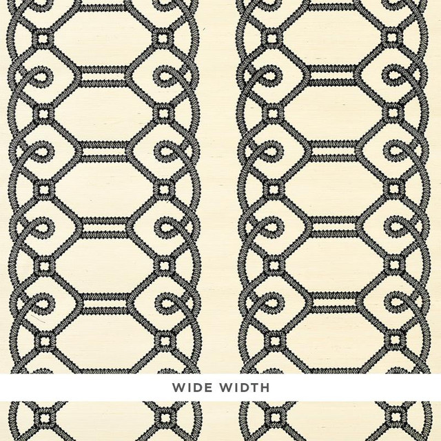 Ziz Embroidered Sisal Black 5011470 by Schumacher Designer Wallpaper Happy Together 15.75" - Swanky Fabrics - Ziz Embroidered Sisal Black 5011470 by Schumacher Designer Wallpaper Happy Together 15.75" - Swanky Fabrics -