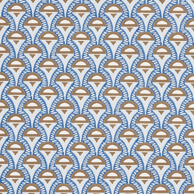 Abelino Blue & Brown 5012081 by Schumacher Designer Wallpaper Copacabana 3.0" - Swanky Fabrics - Abelino Blue & Brown 5012081 by Schumacher Designer Wallpaper Copacabana 3.0" - Swanky Fabrics -