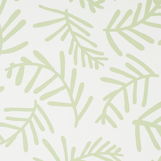 Tiah Cove Sage Leaf 5012450 by Schumacher Designer Wallpaper Caroline Z Hurley 27.0" - Swanky Fabrics -