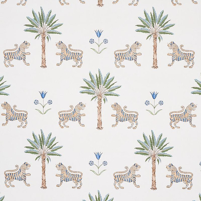 Tiger Palm Delft 5012921 by Schumacher Designer Wallpaper Mystique 13.5" - Swanky Fabrics - Tiger Palm Delft 5012921 by Schumacher Designer Wallpaper Mystique 13.5" - Swanky Fabrics -