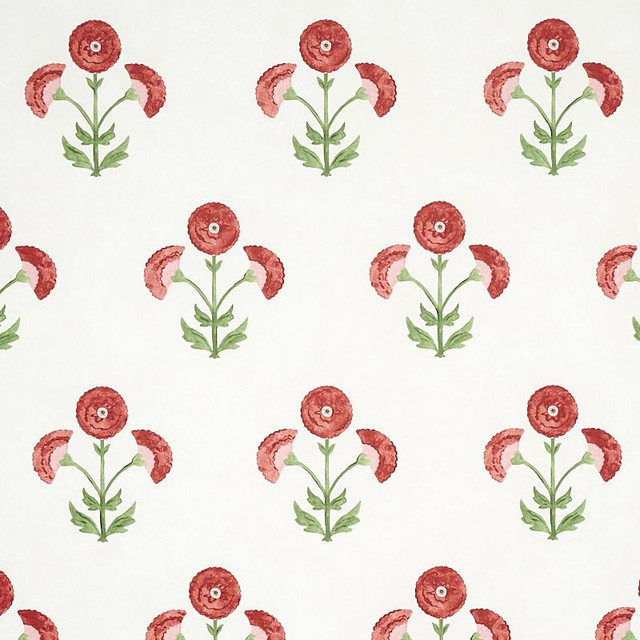 Saranda Flower Cardinal 5012410 by Schumacher Designer Wallpaper Perennial Favorites 27.0" - Swanky Fabrics - Saranda Flower Cardinal 5012410 by Schumacher Designer Wallpaper Perennial Favorites 27.0" - Swanky Fabrics -