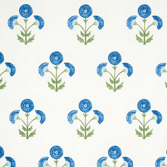 Saranda Flower Royal 5012412 by Schumacher Designer Wallpaper Perennial Favorites 27.0" - Swanky Fabrics - Saranda Flower Royal 5012412 by Schumacher Designer Wallpaper Perennial Favorites 27.0" - Swanky Fabrics -