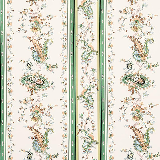 Elena Paisley Stripe Green 5012890 by Schumacher Designer Wallpaper Cabana 13.5" - Swanky Fabrics - Elena Paisley Stripe Green 5012890 by Schumacher Designer Wallpaper Cabana 13.5" - Swanky Fabrics -