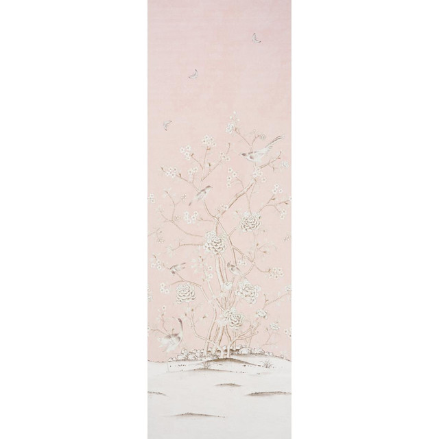 Chinois Palais Vinyl Panel Blush 5010160 by Schumacher Designer Wallpaper Silver Lining Performance Wallcoverings 47.0" - Swanky Fabrics -