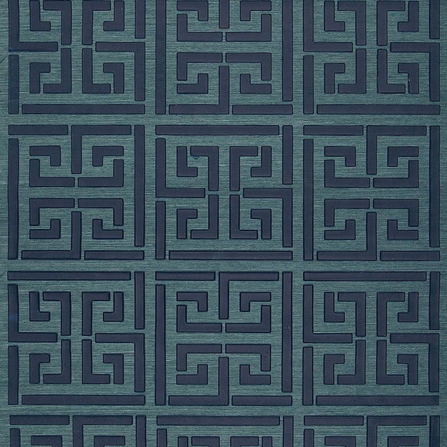 Greek Key Sisal Peacock 5005691 by Schumacher Designer Wallpaper Modern Glamour 34.0" - Swanky Fabrics - Greek Key Sisal Peacock 5005691 by Schumacher Designer Wallpaper Modern Glamour 34.0" - Swanky Fabrics -