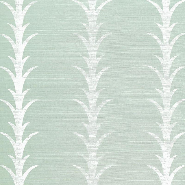Acanthus Stripe Sisal Seaglass & Chalk 5006053 by Schumacher Designer Wallpaper Celerie Kemble 11.38" - Swanky Fabrics - Acanthus Stripe Sisal Seaglass & Chalk 5006053 by Schumacher Designer Wallpaper Celerie Kemble 11.38" - Swanky Fabrics -