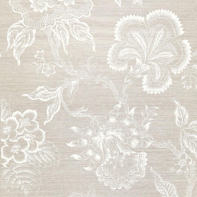Hothouse Flowers Sisal Fog & Chalk 5006090 by Schumacher Designer Wallpaper Celerie Kemble 27.0" - Swanky Fabrics - Hothouse Flowers Sisal Fog & Chalk 5006090 by Schumacher Designer Wallpaper Celerie Kemble 27.0" - Swanky Fabrics -