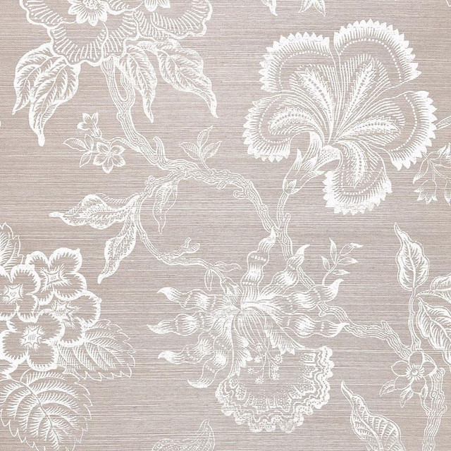 Hothouse Flowers Sisal Haze & Chalk 5006091 by Schumacher Designer Wallpaper Celerie Kemble 27.0" - Swanky Fabrics - Hothouse Flowers Sisal Haze & Chalk 5006091 by Schumacher Designer Wallpaper Celerie Kemble 27.0" - Swanky Fabrics -