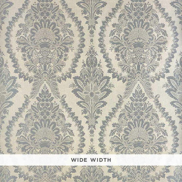 Incandescence Damask Burnished Silver 5007380 by Schumacher Designer Wallpaper Fabulous Faux 23.62" - Swanky Fabrics -