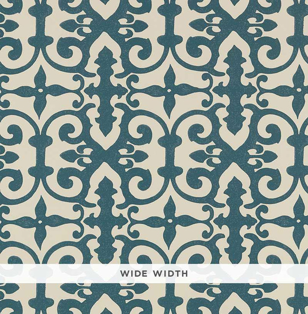 Ferne Park Peacock Blue 5008045 by Schumacher Designer Wallpaper Veere Grenney 10.25" - Swanky Fabrics - Ferne Park Peacock Blue 5008045 by Schumacher Designer Wallpaper Veere Grenney 10.25" - Swanky Fabrics -