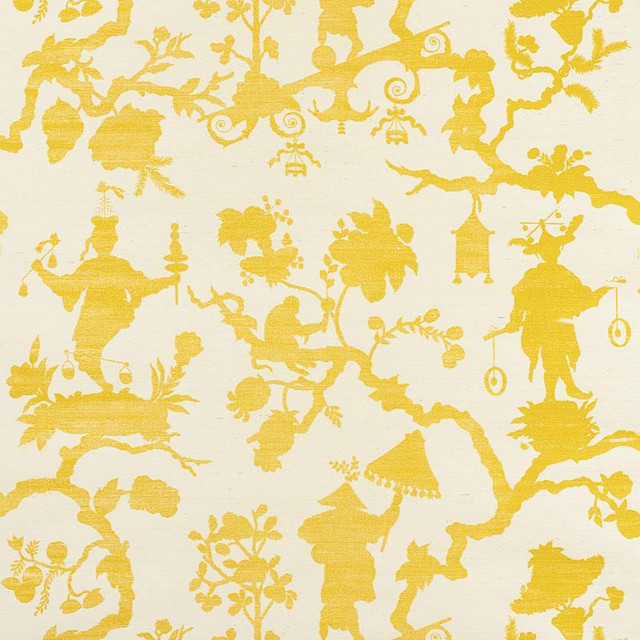 Shantung Silhouette Sisal Yellow 5008250 by Schumacher Designer Wallpaper Shangri-La 33.25" - Swanky Fabrics - Shantung Silhouette Sisal Yellow 5008250 by Schumacher Designer Wallpaper Shangri-La 33.25" - Swanky Fabrics -