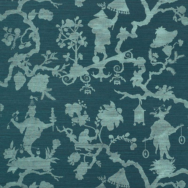 Shantung Silhouette Sisal Peacock 5008253 by Schumacher Designer Wallpaper Shangri-La 33.25" - Swanky Fabrics - Shantung Silhouette Sisal Peacock 5008253 by Schumacher Designer Wallpaper Shangri-La 33.25" - Swanky Fabrics -