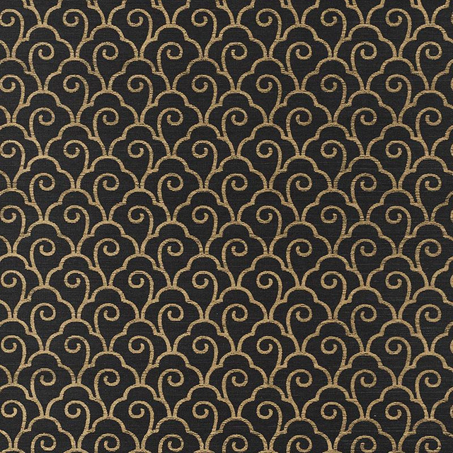 Scallop Filigree Sisal Gold On Jet 5008301 by Schumacher Designer Wallpaper Shangri-La 3.75" - Swanky Fabrics - Scallop Filigree Sisal Gold On Jet 5008301 by Schumacher Designer Wallpaper Shangri-La 3.75" - Swanky Fabrics -
