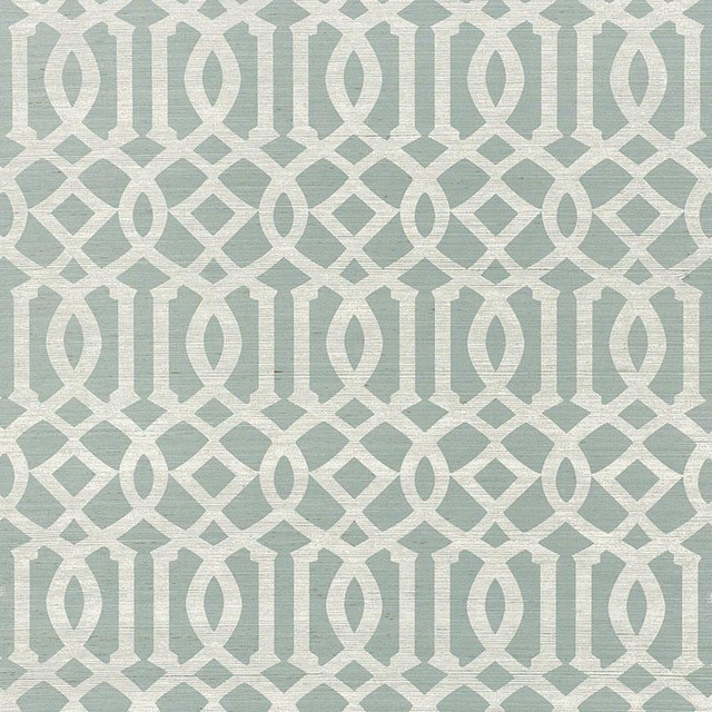 Imperial Trellis Sisal Sky 5008352 by Schumacher Designer Wallpaper Shangri-La 6.75" - Swanky Fabrics - Imperial Trellis Sisal Sky 5008352 by Schumacher Designer Wallpaper Shangri-La 6.75" - Swanky Fabrics -