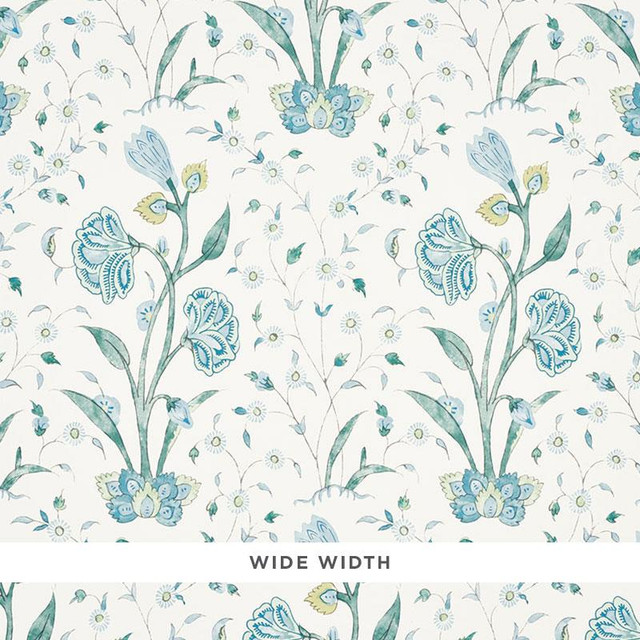Khilana Floral Peacock 5009952 by Schumacher Designer Wallpaper Palampore 13.5" - Swanky Fabrics - Khilana Floral Peacock 5009952 by Schumacher Designer Wallpaper Palampore 13.5" - Swanky Fabrics -