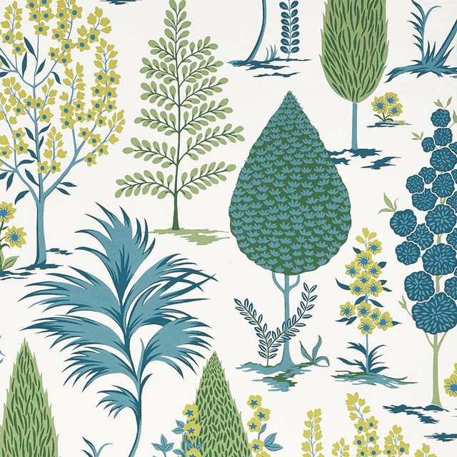 Pandora Peacock 5009963 by Schumacher Designer Wallpaper Palampore 13.5" - Swanky Fabrics - Pandora Peacock 5009963 by Schumacher Designer Wallpaper Palampore 13.5" - Swanky Fabrics -