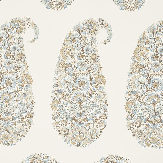 Shirala Paisley Aqua 5009971 by Schumacher Designer Wallpaper Palampore 6.75" - Swanky Fabrics -