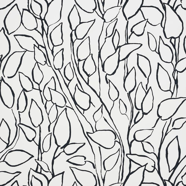 Solandra Vine Black 5010071 by Schumacher Designer Wallpaper Freehand 26.75" - Swanky Fabrics -