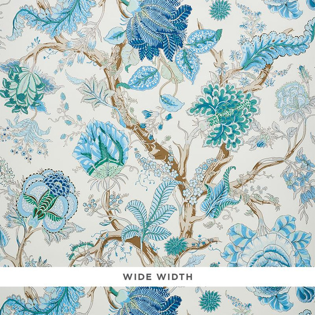 Indian Arbre Peacock & Emerald 5010492 by Schumacher Designer Wallpaper Signature Schumacher 52.0" - Swanky Fabrics - Indian Arbre Peacock & Emerald 5010492 by Schumacher Designer Wallpaper Signature Schumacher 52.0" - Swanky Fabrics -