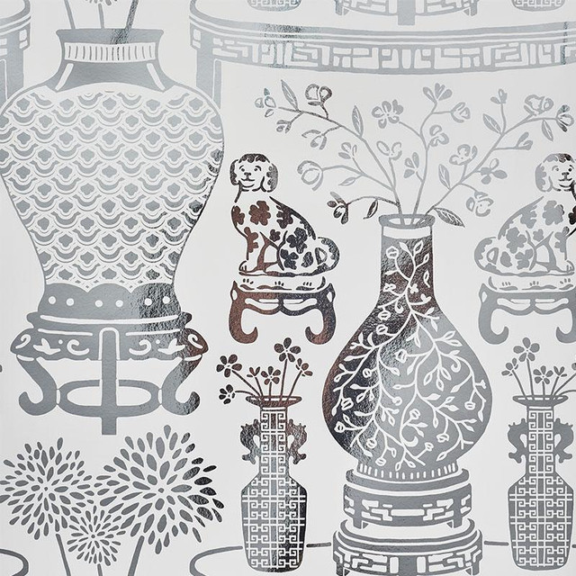 Hellene Mylar Silver 5010610 by Schumacher Designer Wallpaper Step Lively 27.5" - Swanky Fabrics - Hellene Mylar Silver 5010610 by Schumacher Designer Wallpaper Step Lively 27.5" - Swanky Fabrics -