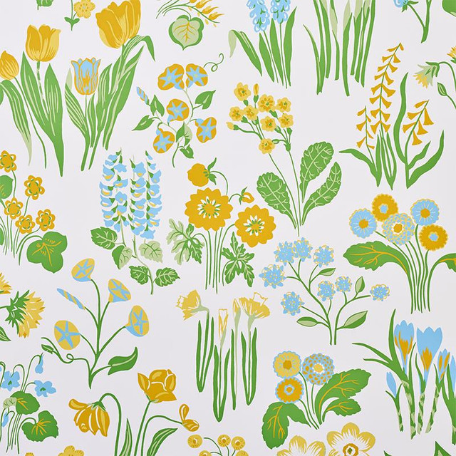 Carly Sky 5010771 by Schumacher Designer Wallpaper Flower Power 27.0" - Swanky Fabrics - Carly Sky 5010771 by Schumacher Designer Wallpaper Flower Power 27.0" - Swanky Fabrics -