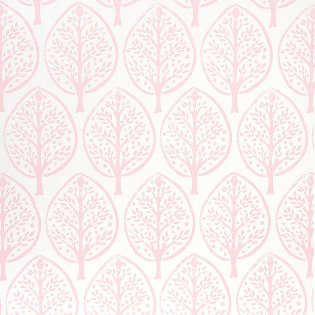 Tree Pink 5011181 by Schumacher Designer Wallpaper Molly Mahon 10.25" - Swanky Fabrics -