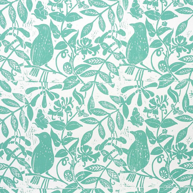 Bird & Bee Seaglass 5011192 by Schumacher Designer Wallpaper Molly Mahon 20.5" - Swanky Fabrics - Bird & Bee Seaglass 5011192 by Schumacher Designer Wallpaper Molly Mahon 20.5" - Swanky Fabrics -