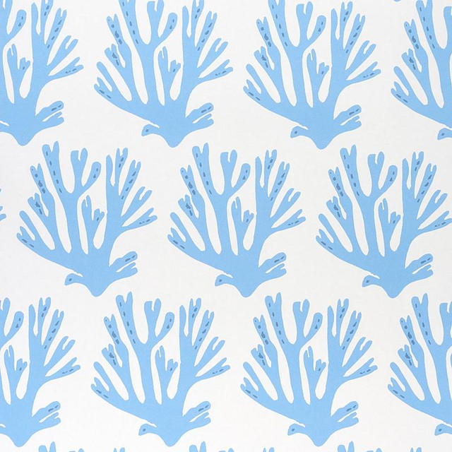 Coral Blue 5011201 by Schumacher Designer Wallpaper Molly Mahon 6.88" - Swanky Fabrics -