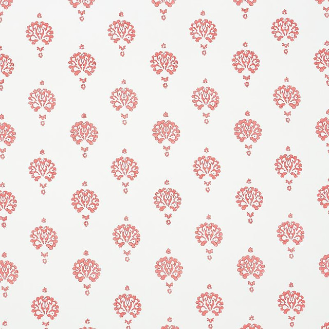 Dahlia Hand Blocked Print Red 5011232 by Schumacher Designer Wallpaper Jacaranda 3.0" - Swanky Fabrics - Dahlia Hand Blocked Print Red 5011232 by Schumacher Designer Wallpaper Jacaranda 3.0" - Swanky Fabrics -