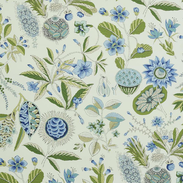 Roca Redonda Blue & Ivory 5011620 by Schumacher Designer Wallpaper Perennial Favorites 13.0" - Swanky Fabrics - Roca Redonda Blue & Ivory 5011620 by Schumacher Designer Wallpaper Perennial Favorites 13.0" - Swanky Fabrics -