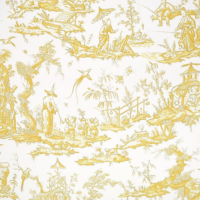 Shengyou Toile Yellow 5012051 by Schumacher Designer Wallpaper Signature Schumacher 45.0" - Swanky Fabrics - Shengyou Toile Yellow 5012051 by Schumacher Designer Wallpaper Signature Schumacher 45.0" - Swanky Fabrics -
