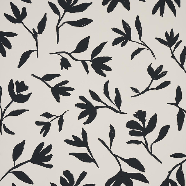 Laurel Black 5013071 by Schumacher Designer Wallpaper New Wave: Black & White 27.0" - Swanky Fabrics -