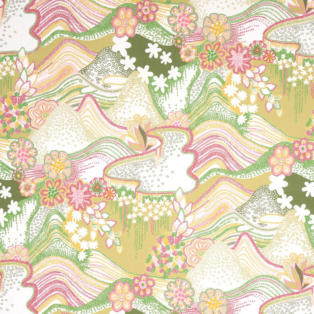Daisy Chain Green And Pink 5013551 by Schumacher Designer Wallpaper Clements Ribeiro 27.0" - Swanky Fabrics -