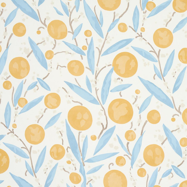 Mirabelle Yellow & Sky 5013200 by Schumacher Designer Wallpaper Schumacher Classics 18.0" - Swanky Fabrics - Mirabelle Yellow & Sky 5013200 by Schumacher Designer Wallpaper Schumacher Classics 18.0" - Swanky Fabrics -