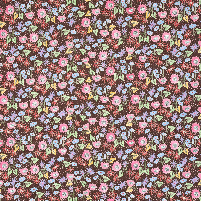 Calico Multi On Brown 5013502 by Schumacher Designer Wallpaper Happy Menocal 13.5" - Swanky Fabrics - Calico Multi On Brown 5013502 by Schumacher Designer Wallpaper Happy Menocal 13.5" - Swanky Fabrics -