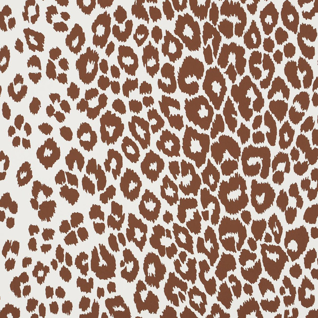 Iconic Leopard Brown 5007018 by Schumacher Designer Wallpaper Preppy Chic 27.0" - Swanky Fabrics -