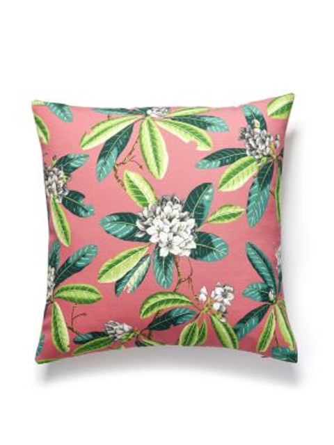 Rhododendron Outdoor Pillow 22 X 22 - Flamingo SCRHODMPILL0005 by Scalamandre Designer Pillows 100% SOLUTION DYED POLYESTER U.S.A. Horizontal: and Vertical: 0 - Swanky Fabrics -
