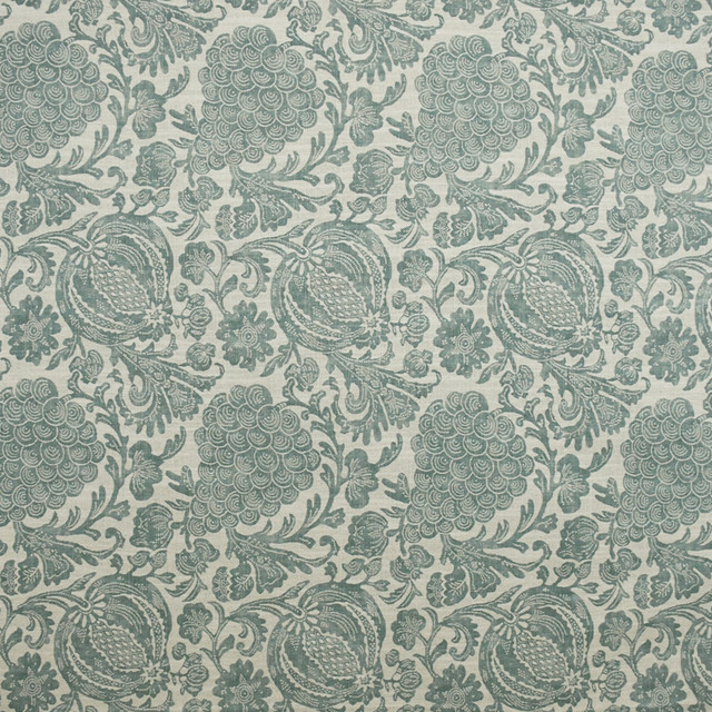 S4886 Aqua by Greenhouse Designer Fabric S70: Moss 75% Cotton, 25% Linen Pakistan 27,000 double rubs Soil & Stain Repellent </p><p>Repeat: 54" H, 36" V 54" - Swanky Fabrics -